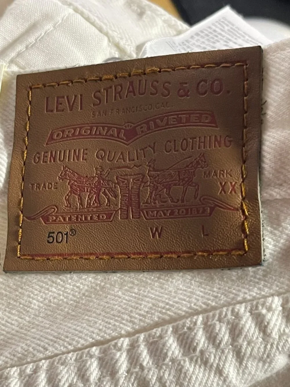 Levis 501 Premium Original White Denim Jeans Mens 25x30 Straight Leg Button Fly